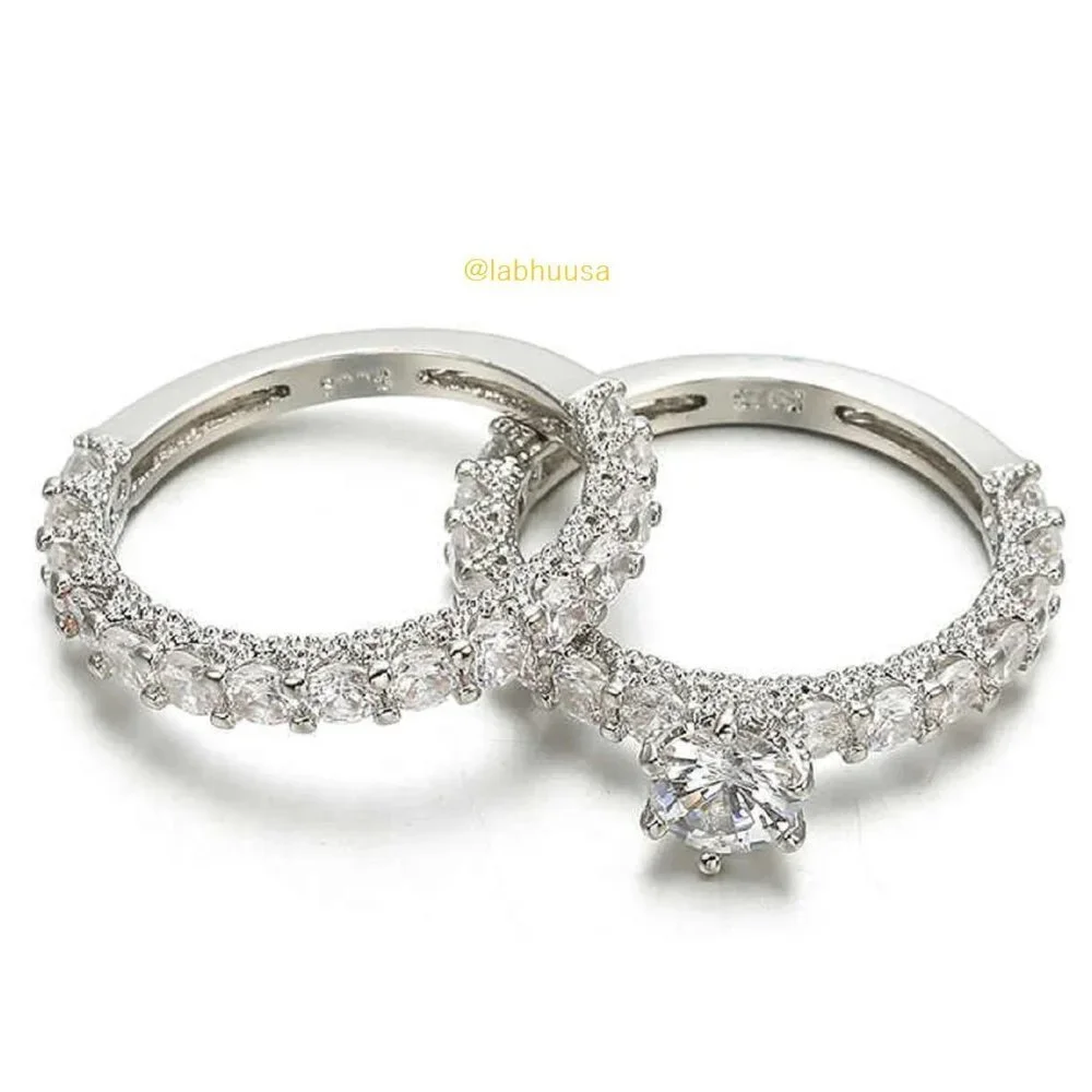 😍Luxury 2pcs/Set Wedding Engagement Ring Set for Women, F135 - Picture 10 of 10